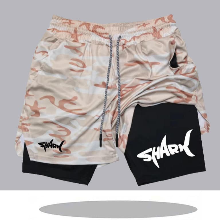 Men's 2-in-1 Running Shorts, High Quality Stretch Double Layer Shorts Surf Swimming Beach Shorts