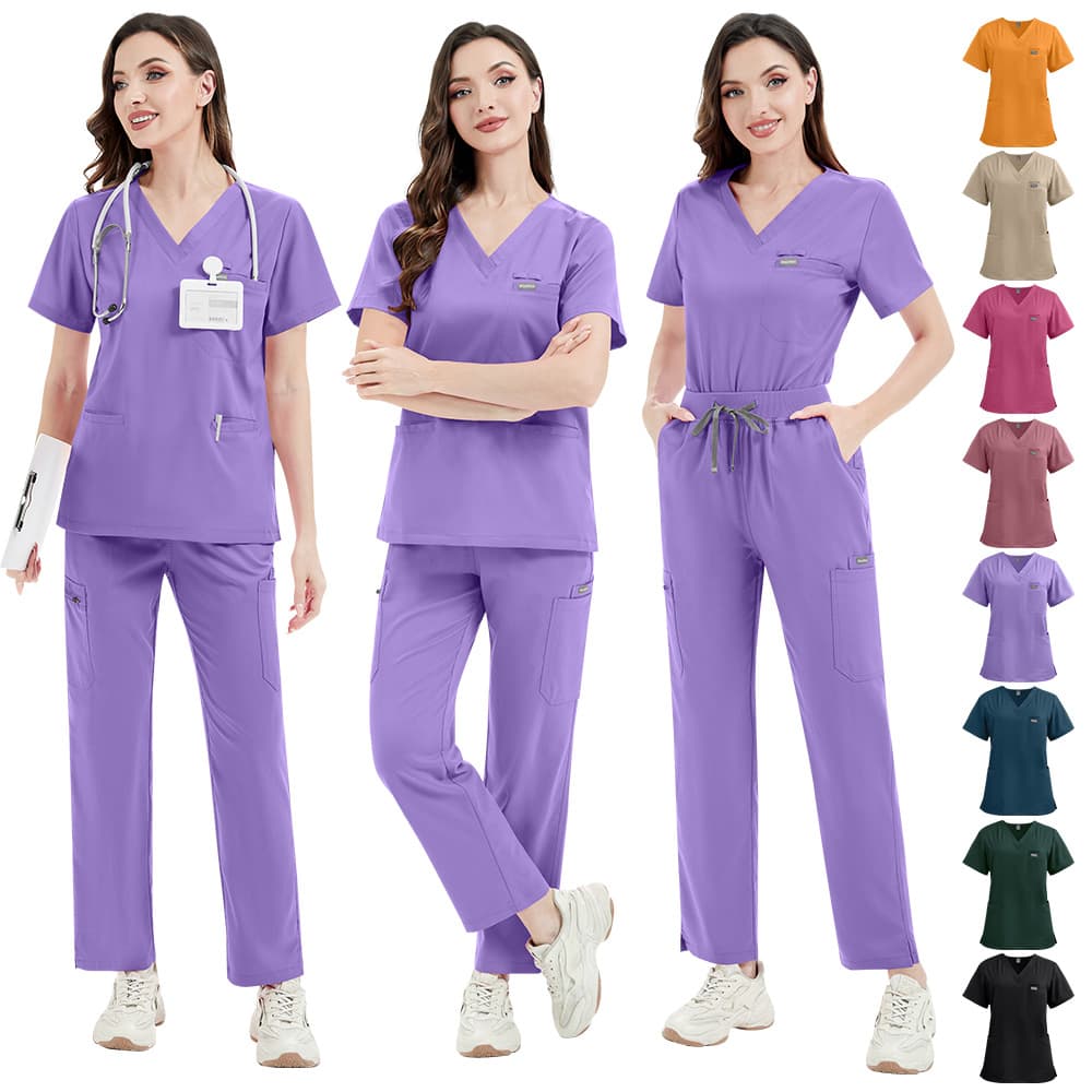 New Export Nurse Doctor Surgical Scrubs Work Uniform Washable Scrub Top and Straight Leg Pants Set