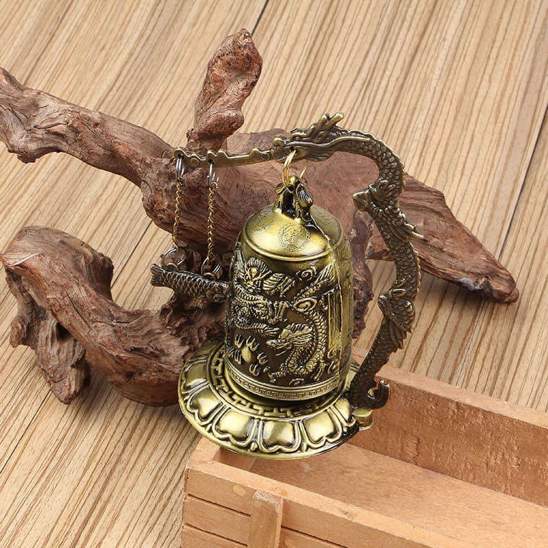 [Cross-border Hot Seller] Bronze Dragon Fish Striking Bell Feng Shui Ornament, Decorative Craft, Antique-style Art Piece