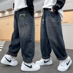 Boys' Pants 2026 New Style, Loose Fit Fleece-Lined Jeans for Older Kids, Autumn/Winter Casual Long Pants