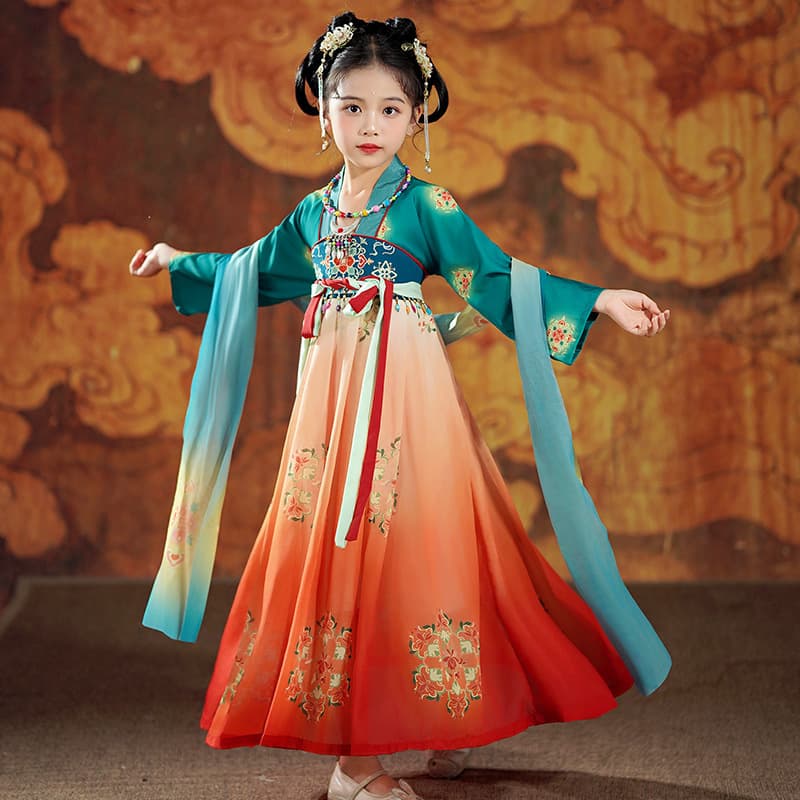 Hanfu Girl's Winter Ancient Costume Dunhuang Feitian Tang Dynasty Princess Ruqun Ancient Style Children Chang'e Fairy Performance Outfit
