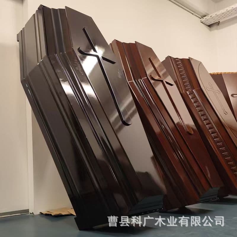 European-style Solid Wood Coffins, Funeral Supplies, Casket with Cross, Wholesale Solid Wood Coffins and Urns