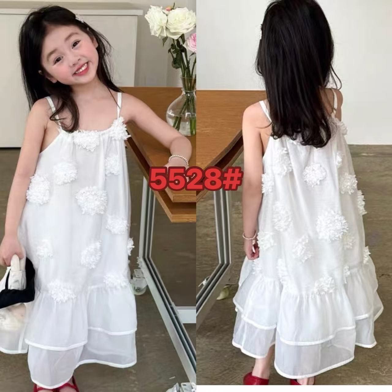 Kids Ethnic Tie-Dye White Camisole Dress for Girls, Wholesale Camisole Dresses