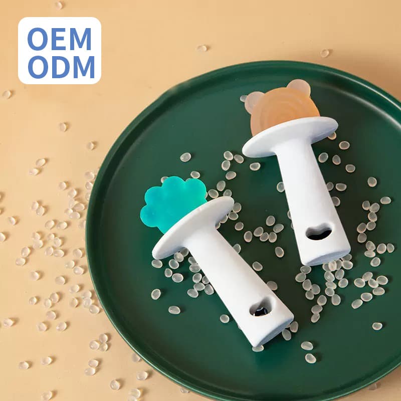 Baby full silicone two-color teether toy molar stick for infants and children teether baby bite full rubber gum anti-eating finger god