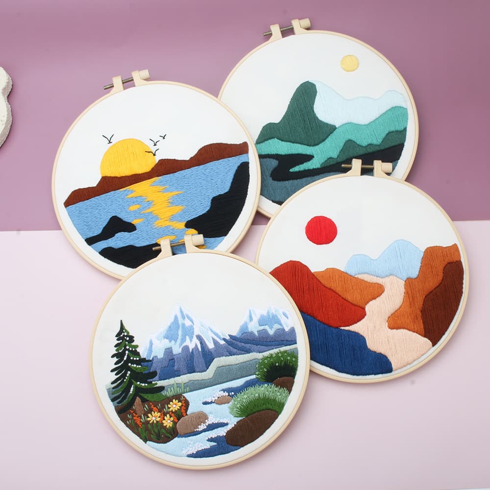 Cross-Border English Embroidery DIY Kit: Scenic Landscape Handcraft Set