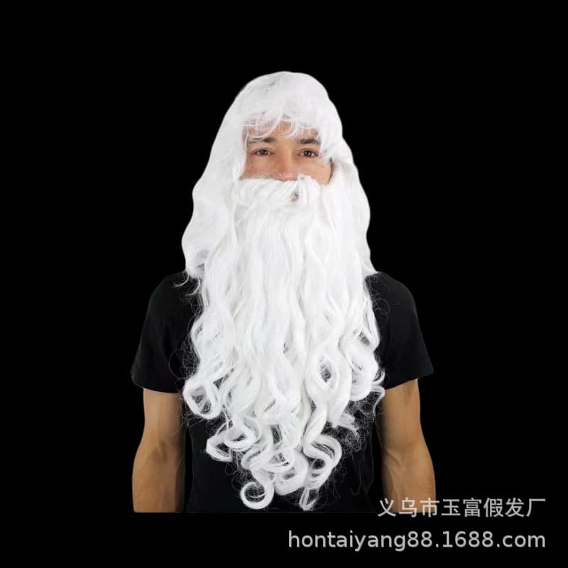 Santa Claus Beard Pure White Full Set Beard and Wig Christmas Hot Selling Wig Drop Shipping Wholesale