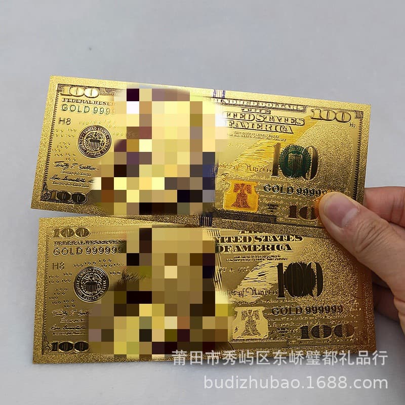 Manufacturer Wholesale New Version 100 Plastic Gold Foil Commemorative Banknotes, Foreign Currency Crafts, Gold Foil Commemorative Currency Customization