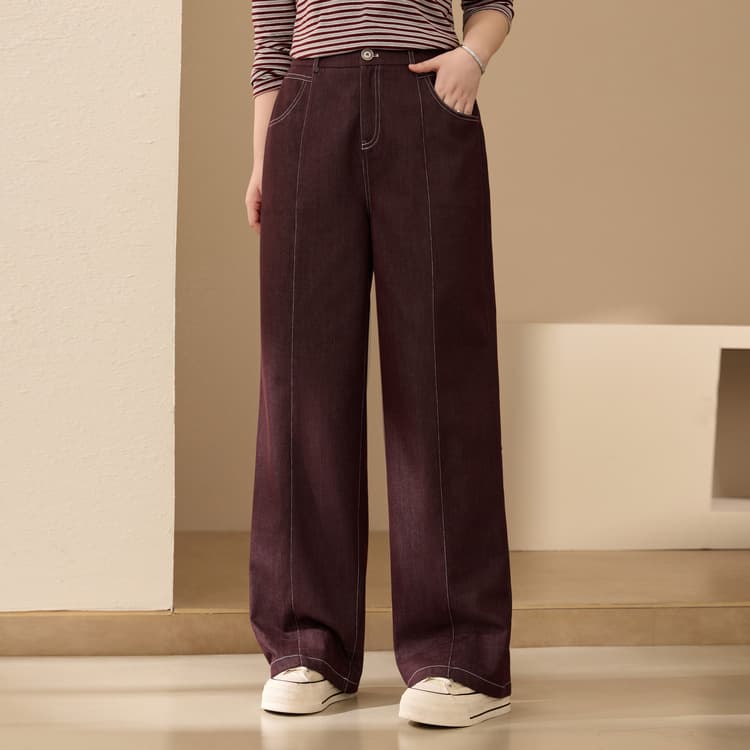 【Striped Patchwork Pants】Xianlixiu Plus Size Women's Design Turn-Up Hem Pants for Curvy Women, Autumn New Arrival