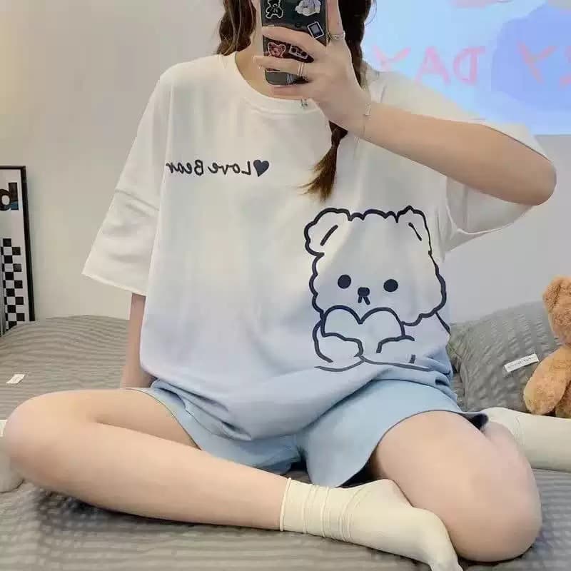 Pajamas cross-border factory direct short-sleeve sleepwear plus size women's summer cartoon shorts milk silk fabric casual