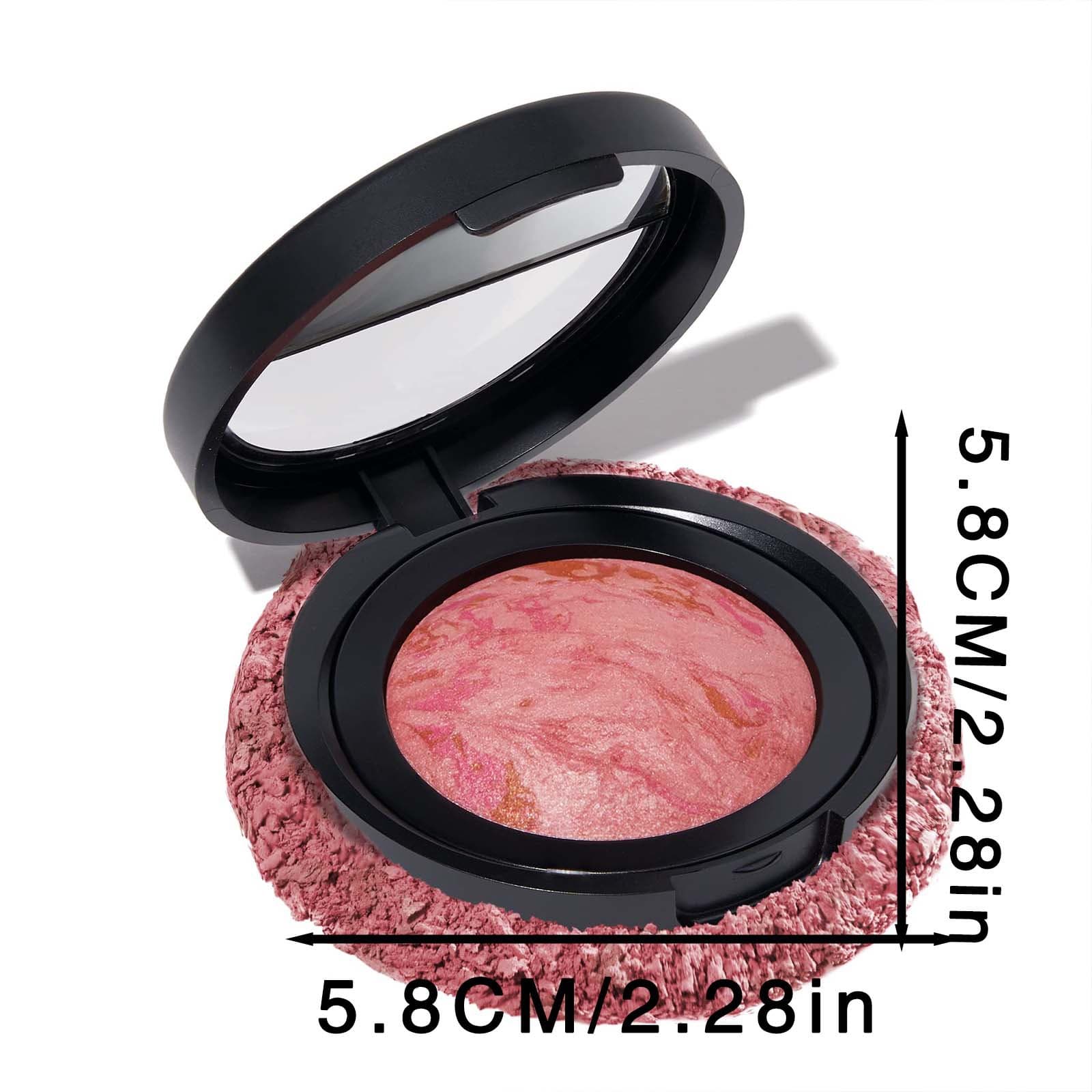 Monochrome Sculpting Baked Blush with Fine Shimmer Pearlescent Blush, Brightening Korean-style Blush Palette, Baked Powder Rouge