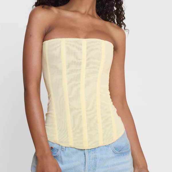 Cross-border sexy ins style strappy fishbone bra corset, see-through outer wear, tube top, backless corset, tight vest