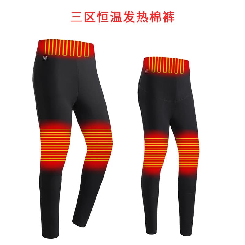 Winter USB Charging Heated Mink Fleece Women's High-Waist Leggings Warm Smart Heating Cotton Pants for Men