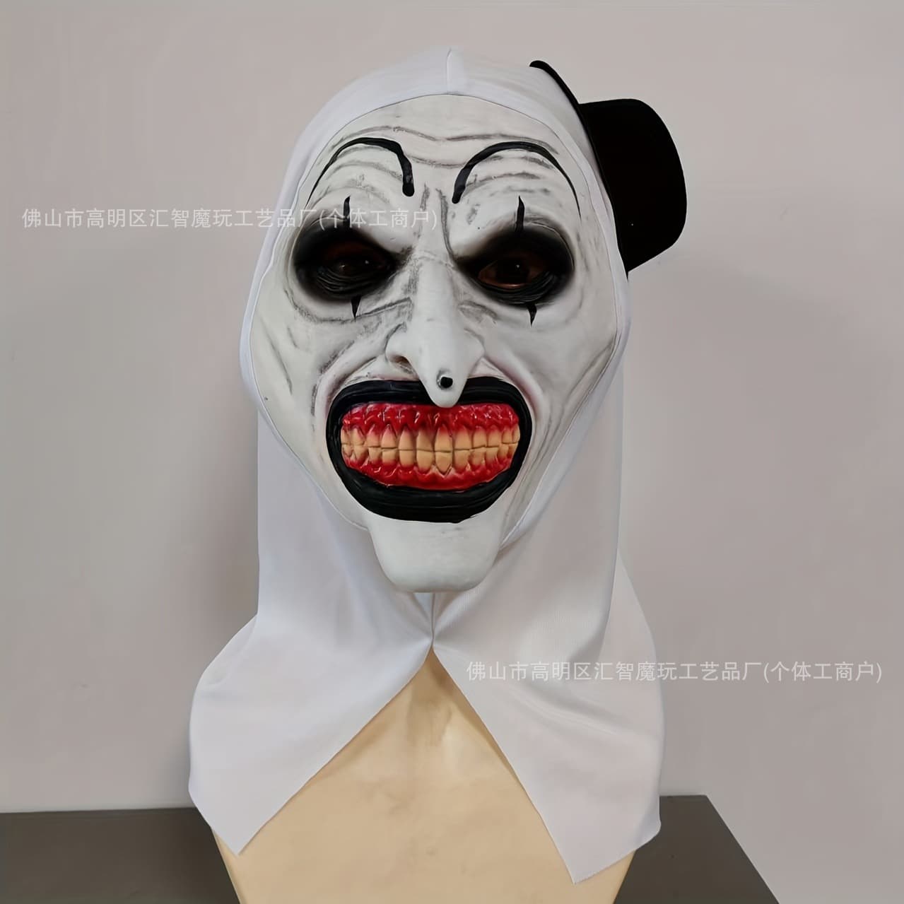 Blue Hair Scary Clown Mask Bloody Hood Halloween Haunted House Escape Room Cosplay Prop Cross-Border Supply