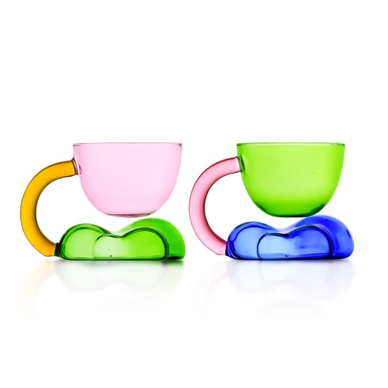 wvii Floating Cloud Glass Cup High Capacity with Ice Cream Design Mug for Milk, Juice, Coffee