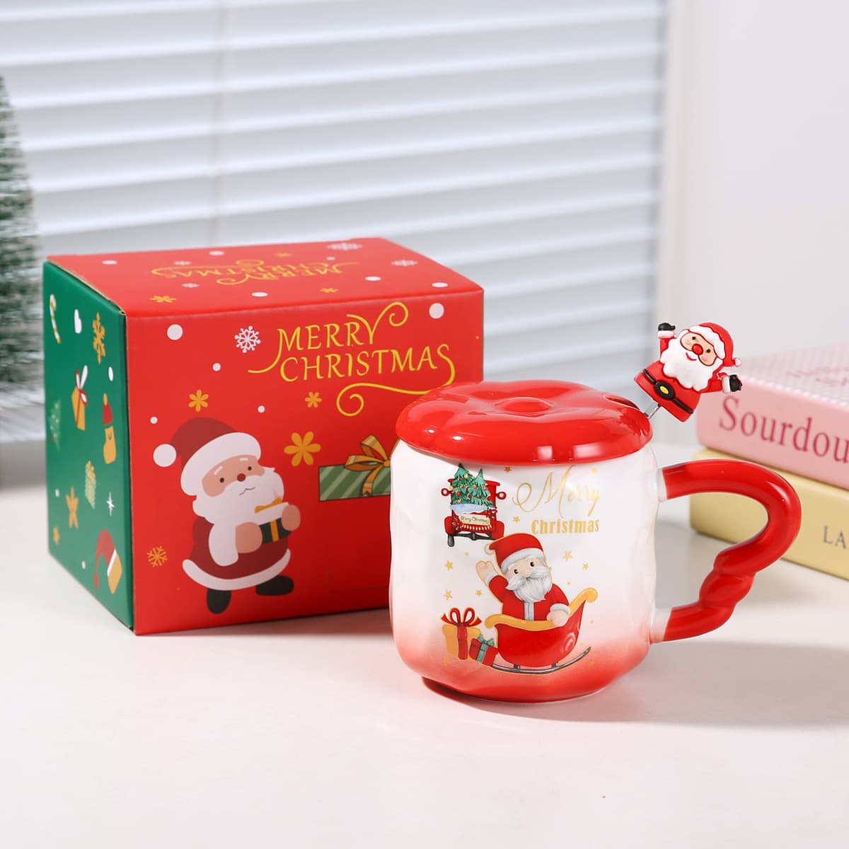 Christmas Mug Gift Box Set with Lid Ceramic Cup High-Appearance Water Cup Holiday Gift Souvenir Wholesale Gift Cup