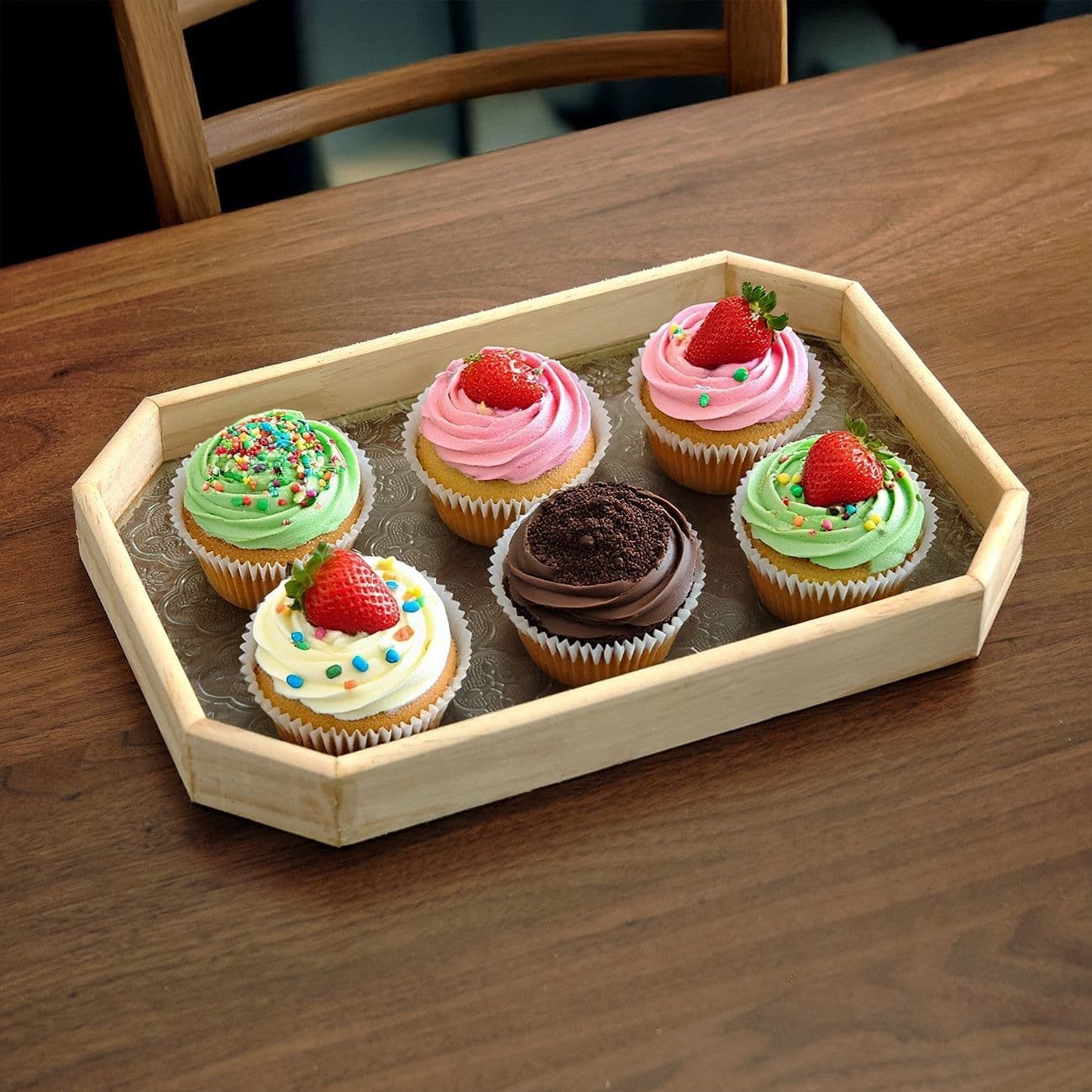 Retro wooden crabapple glass walnut color snack storage box rectangular tea tray dried fruit snack tray home tray