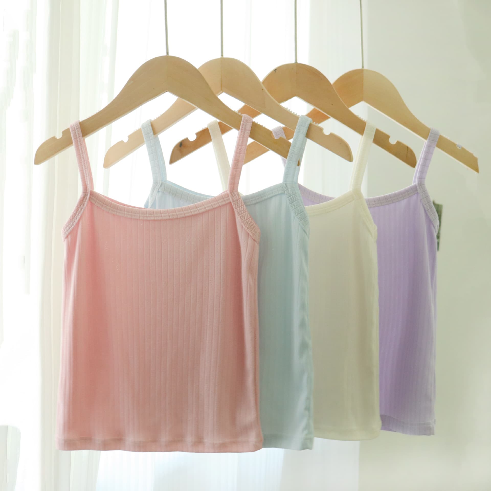 Children's Tank Top for Layering, Solid Color Girls' Sleeveless Shirt, Summer Cotton Camisole for Outer Wear