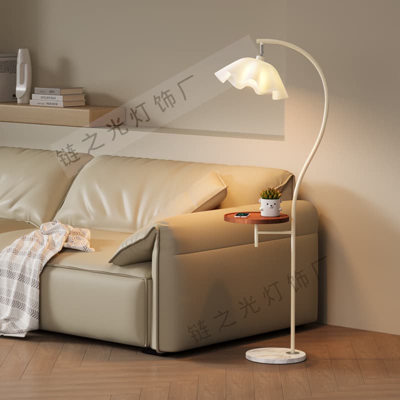 Minimalist Modern Floor Lamp for Living Room, Nordic Cream Style Bedside Lamp, Petal Standing Decorative Table Lamp for Sofa Side