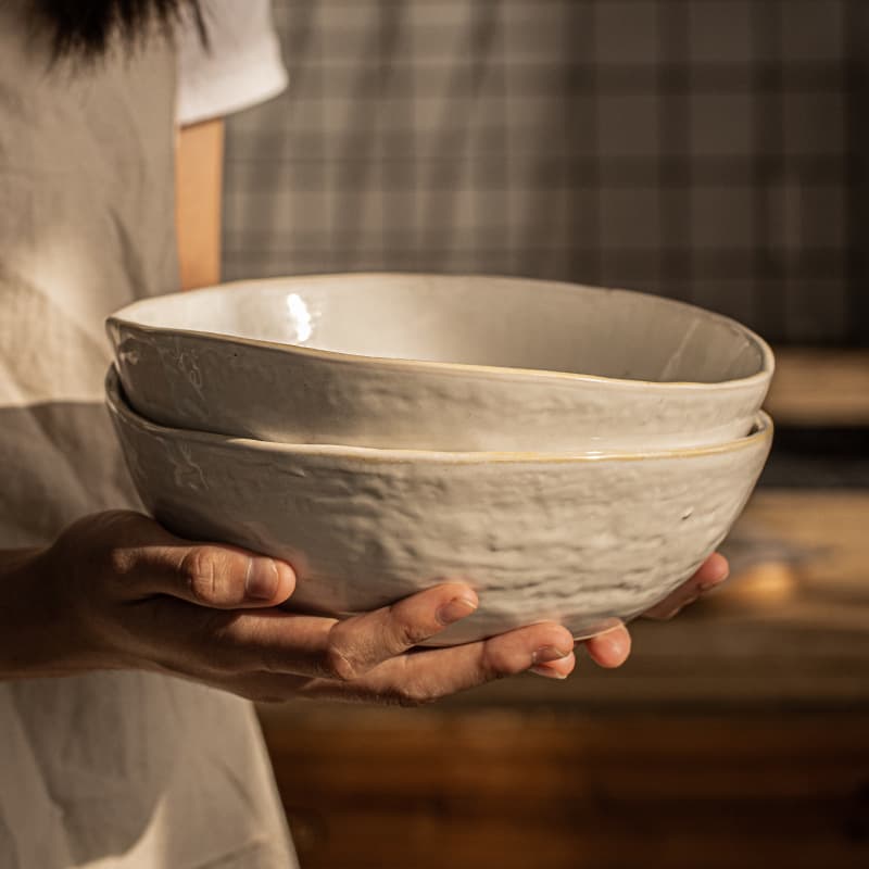 Yuanbao Bowl Creative Ceramic Soup Bowl, Home Rice Bowl, Vintage Salad Bowl, Tableware Wholesale, Retro Style Bowl, Japanese Noodle Bowl
