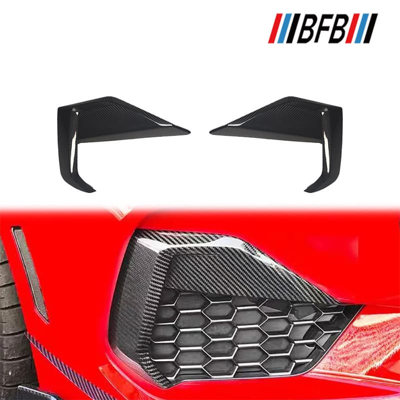 Suitable for 24-27 Ford 7th generation Mustang carbon fiber front fog light trim strips 7th generation Mustang dry carbon front bumper air vent