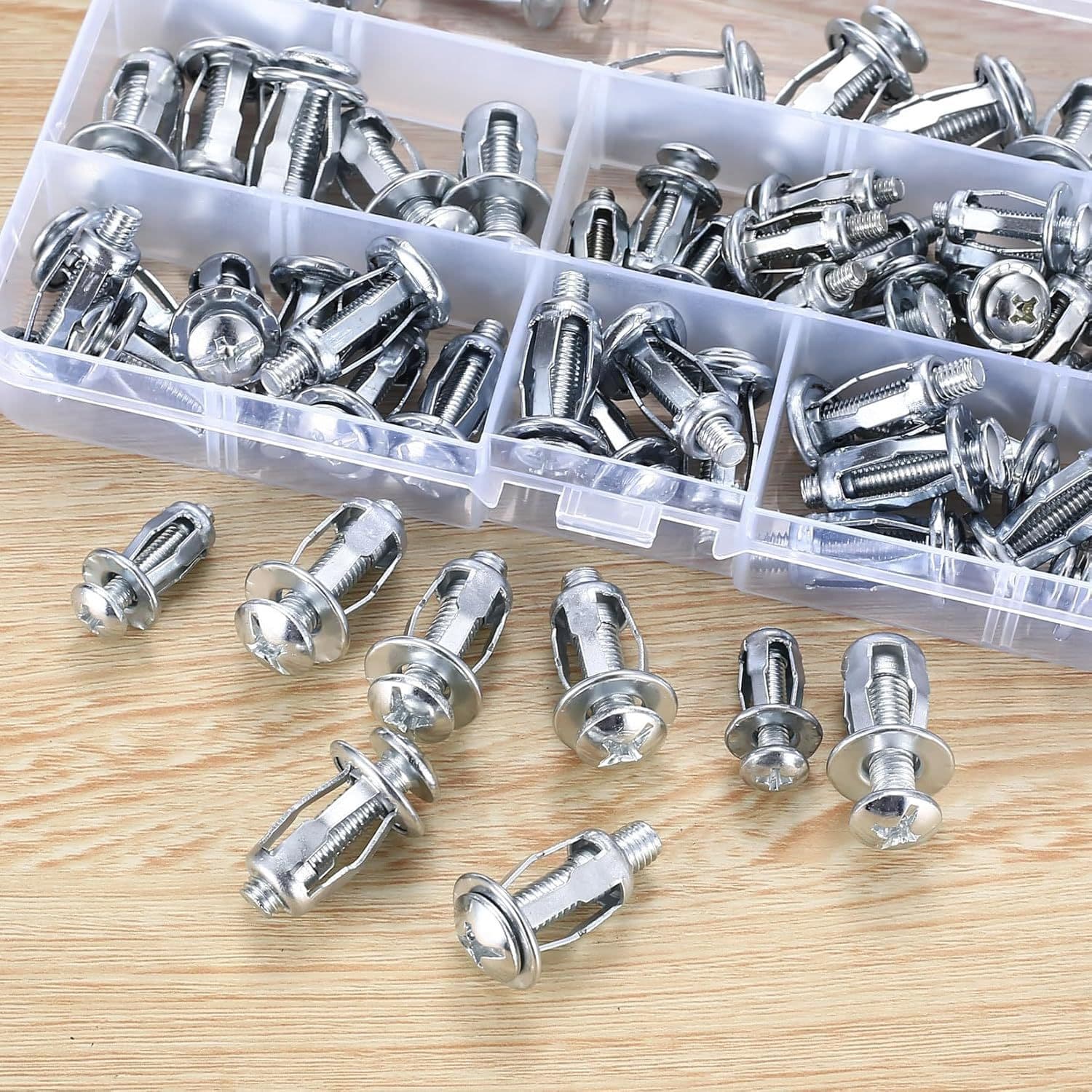 60pcs Carbon Steel Galvanized Petal Expansion Nuts M4 M5 M6 Cross-border Combo Set