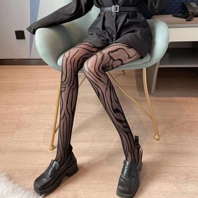 Cross-border EU/US Pantyhose Fishnet Stockings Fashion Girl Sexy Tattoo Lace Jacquard Hollow Out