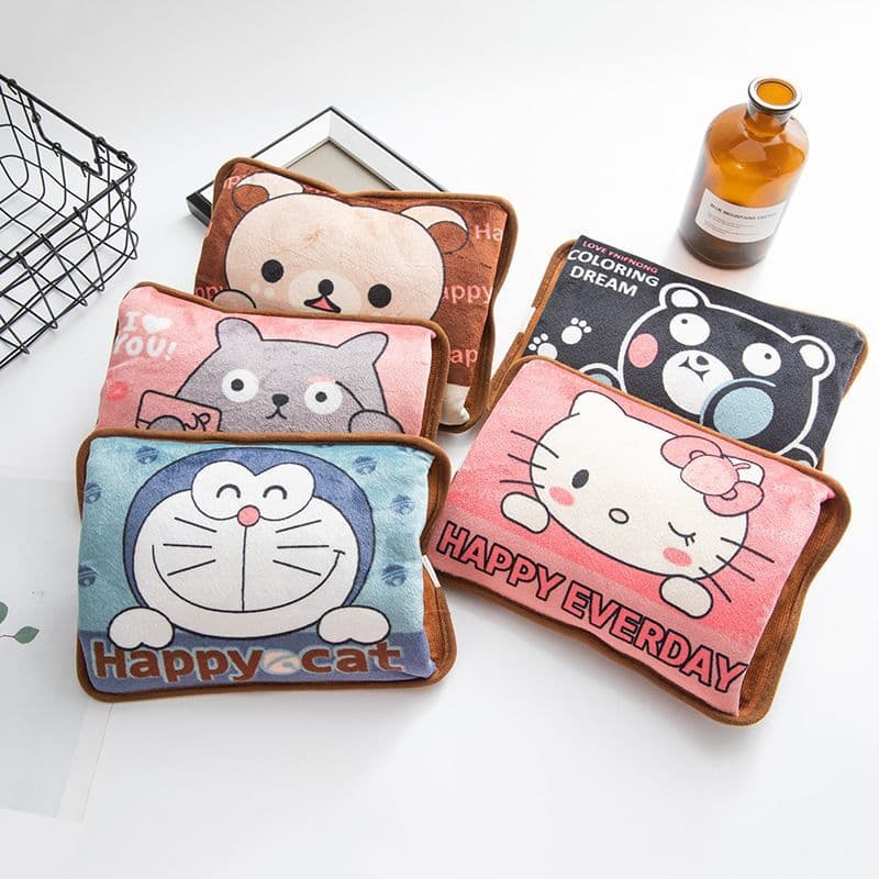 Manufacturer Wholesale Charging Hot Water Bag, Cute Cartoon Hand Warmer, Double Pocket Design, Ready Stock European Round Plug Cross-border