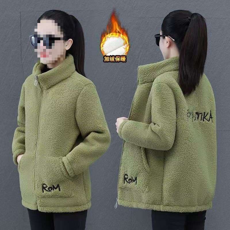 Aoli Fleece Blended Alpaca Wool Women's New Winter Cotton Jacket Coat, Fashionable Thickened Fleece-Lined Quilted Outerwear