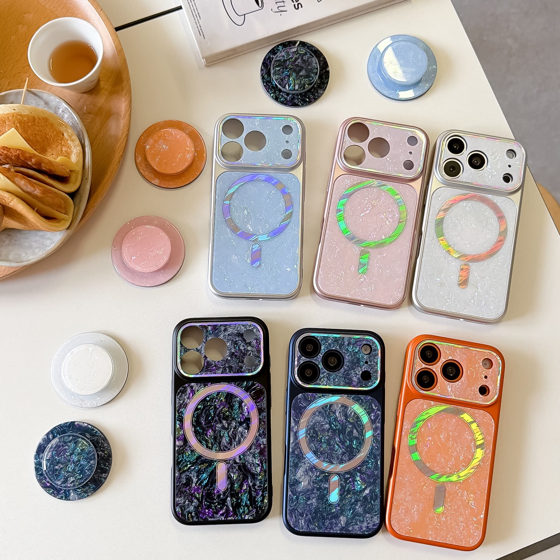 Cross-border Compatible Instant 18 Phone Case Gold-Plated Magnetic Colorful Shell Pattern Stand Apple iPhone 17 Protective Cover