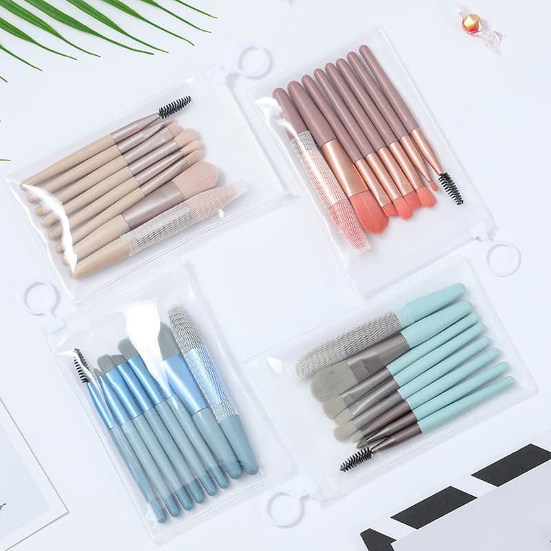 Portable Travel 8-piece Mini Makeup Brush Set Eyeshadow Brushes Morandi Color Beginner Beauty Makeup Supplies