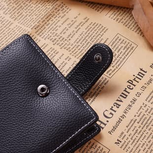 Factory Wholesale Men's Wallet, Cowhide Short Style, Foreign Trade Top Layer, Zipper Buckle Coin Purse, New Style Leather Wallet with Change