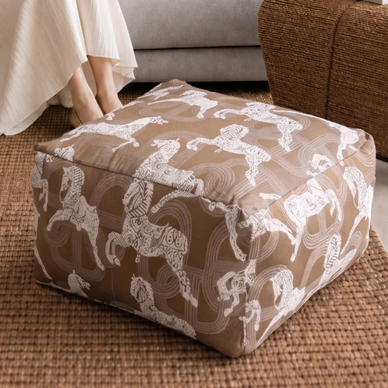 High-End Vintage-Style Futon Seat Cushion, Light Luxury Cushion, Lazy Sofa Stool, French-Style Living Room Seat Cushion, Square Stool