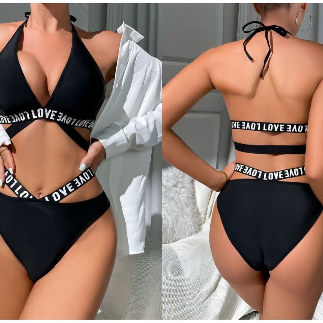 2024 New Cross-border E-commerce European and American Style Sexy Lingerie Milk Silk Letter Print Lingerie Set Wholesale