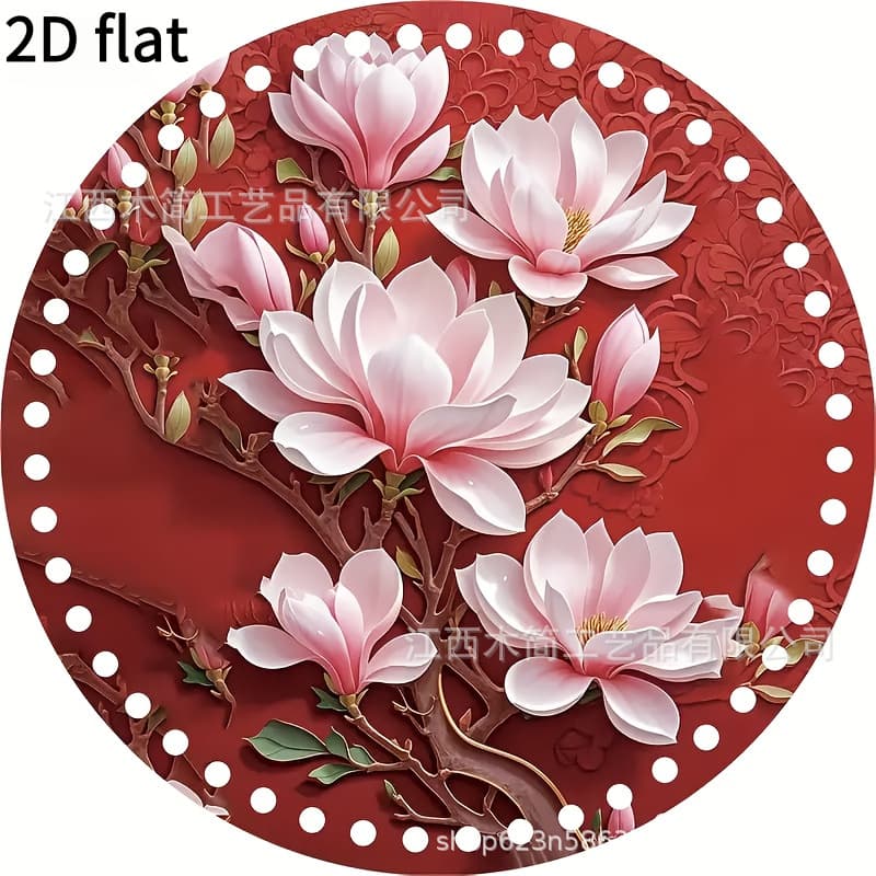 Cross-border Hot Sale 2 Magnolia 2D Wooden Crochet Base New Chinese Style Yarn Knitting Tool Base