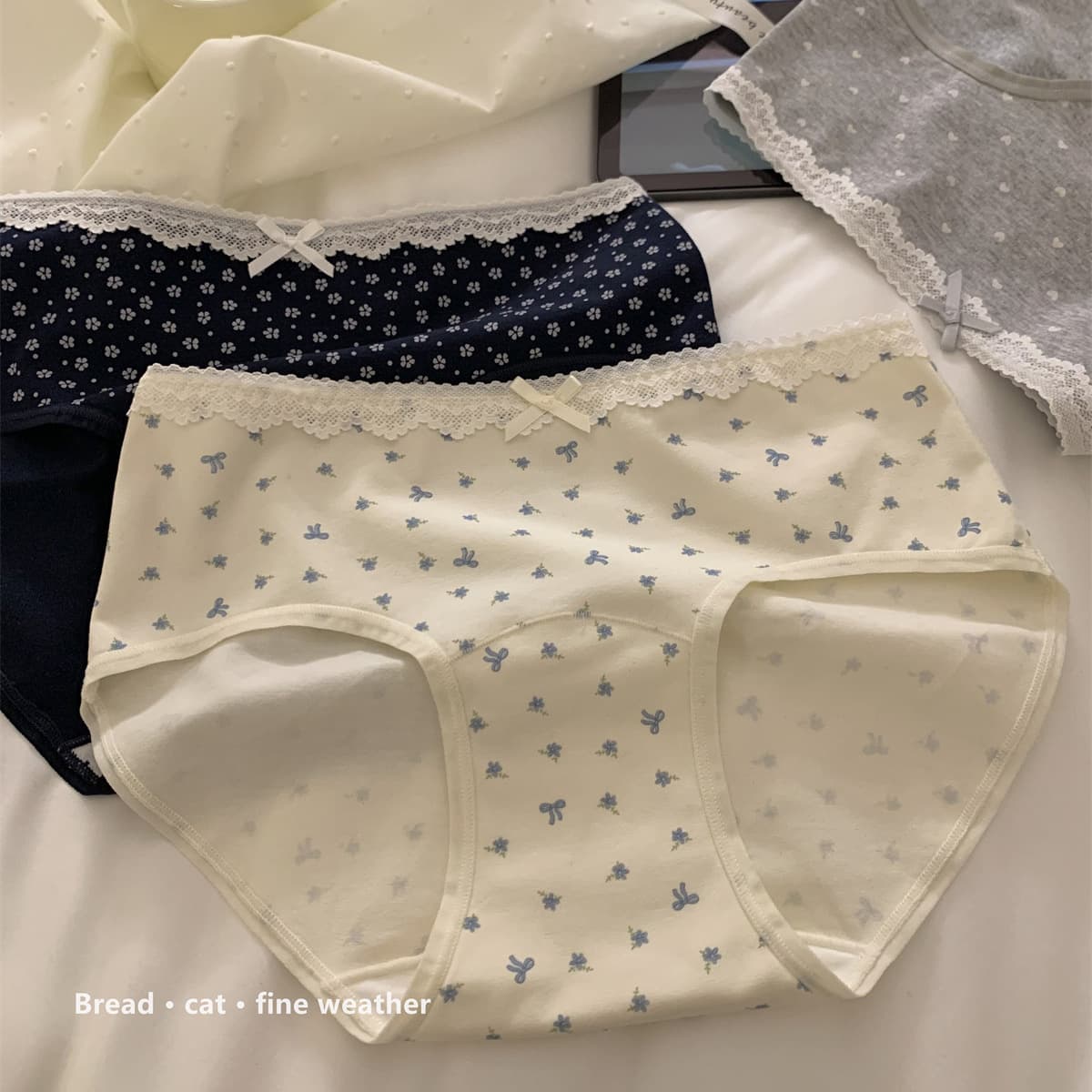 The sky has cleared outside" [Romantic Greenhouse] 10A Antibacterial Women's Panties Ladies Bikini 16cm Extended Gusset