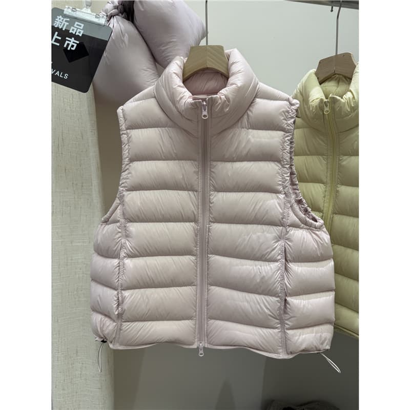 Korean Style Versatile Stand-Collar Ribbed Down Vest for Women, Short Inner Wear Warm Waistcoat Jacket 2025 Winter New Product