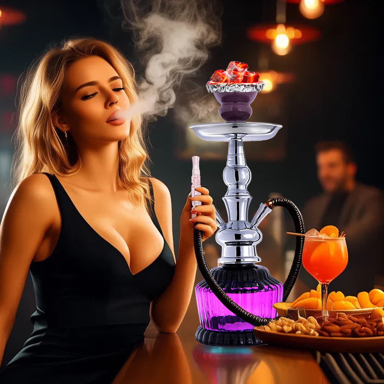 Cross-border factory supply small dual-tube hookah Arabic smoking accessories new glass hookah shisha hooka