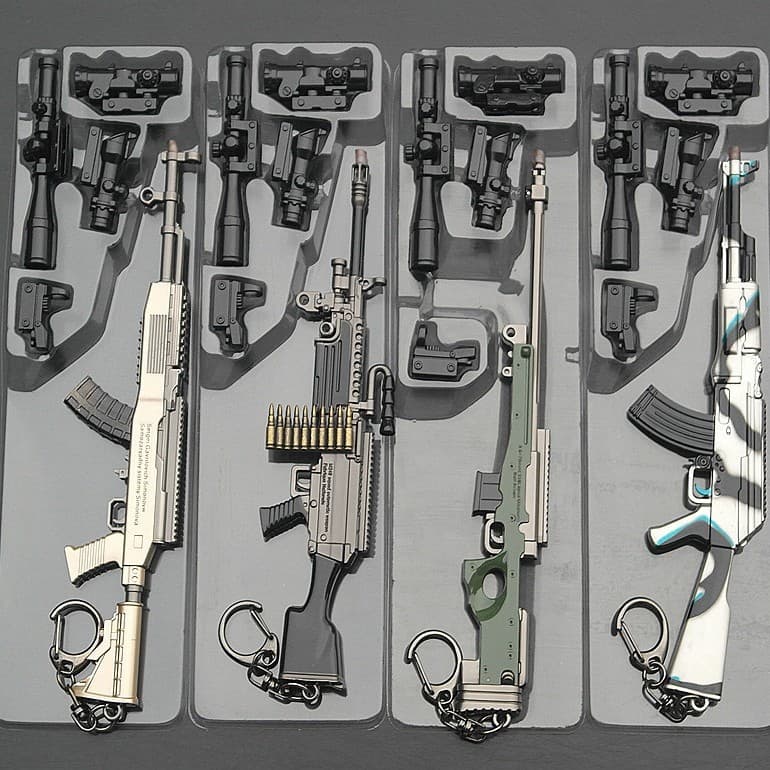 Jedi Royale Weapon Chicken Weapon AWM SKS98K M249 AKM Gun Mold Multi Accessories Keychain