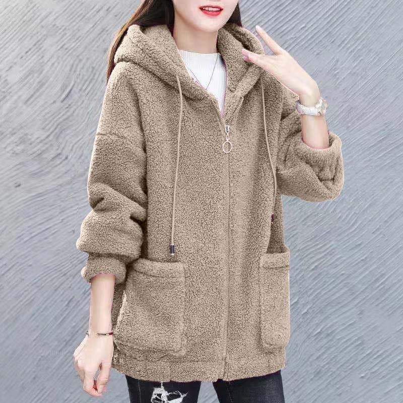 200kg Plus Size Women's Lamb Fleece Coat 2026 New Fat mm Autumn Winter Loose Korean Style Sweatshirt Women