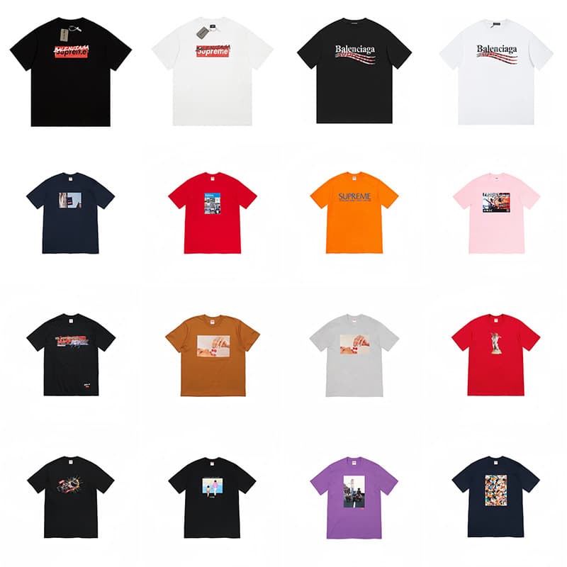 Supreme Letter Print Box Logo T-Shirt Crew Neck Short Sleeve Casual Loose Fit Unisex