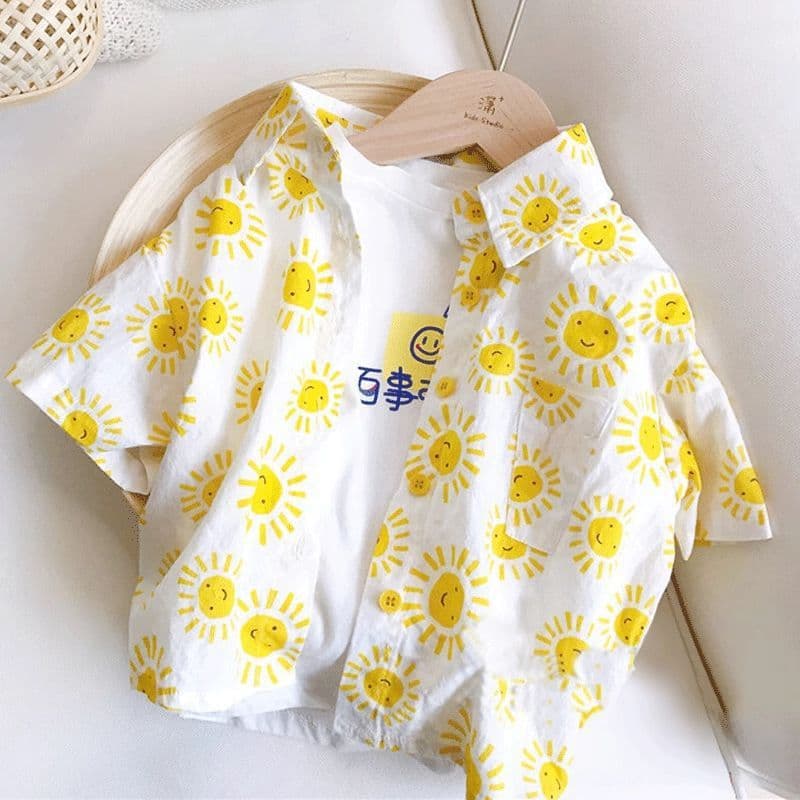 Boys Summer Outfit Set 2025 New Trendy Short Sleeve Shirt Stylish Fashionable Boys Summer Floral Shirt