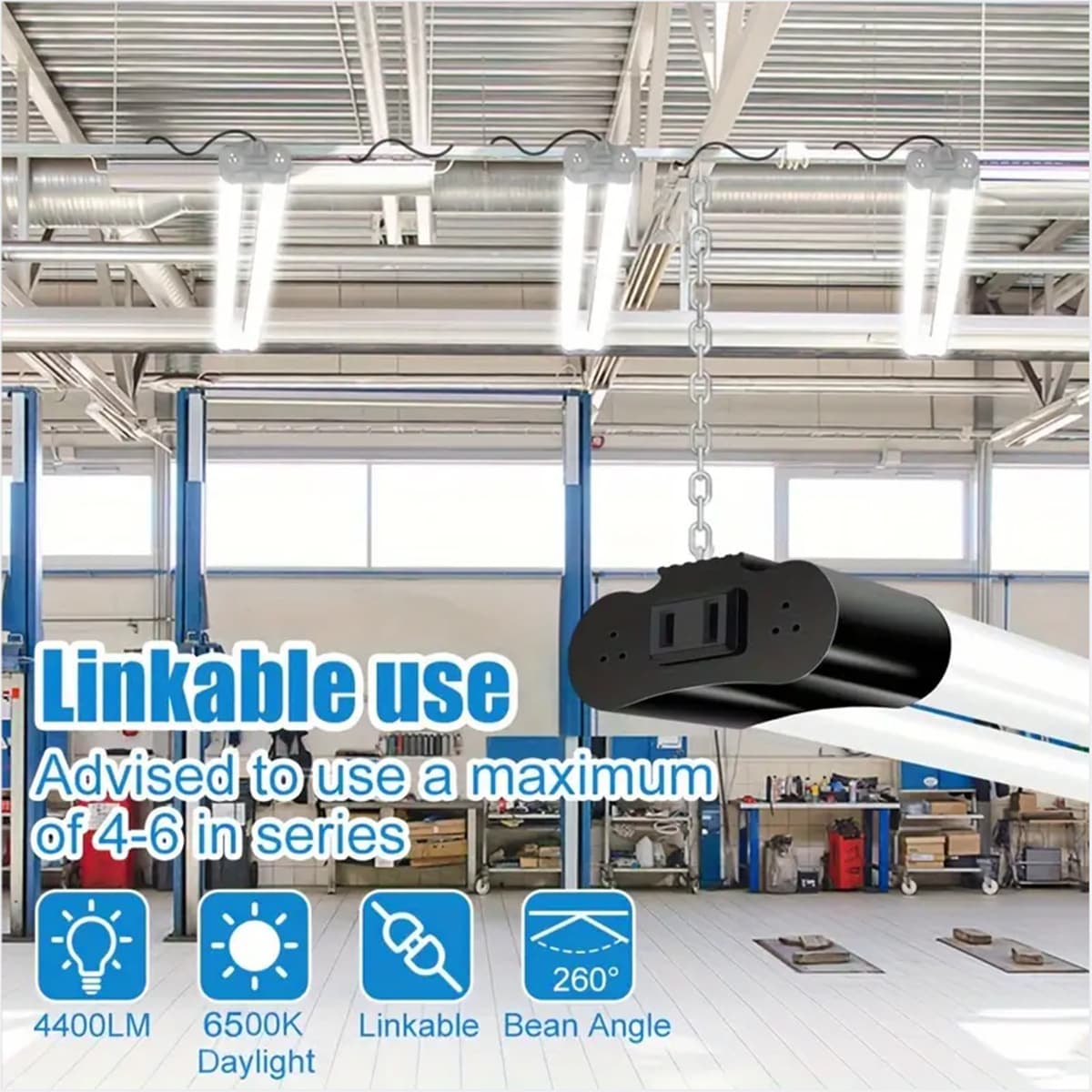 LED linear pendant light, North American style pendant light, warehouse/garage double-tube long strip American style bracket light, LED shop light.