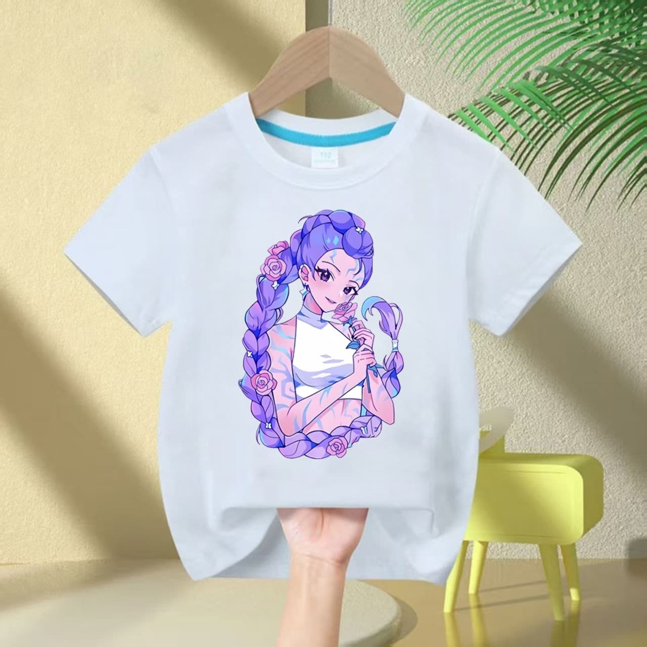 Kpop Demon Hunters Round Neck Short Sleeve Summer Loose T-Shirt Casual Top for Kids