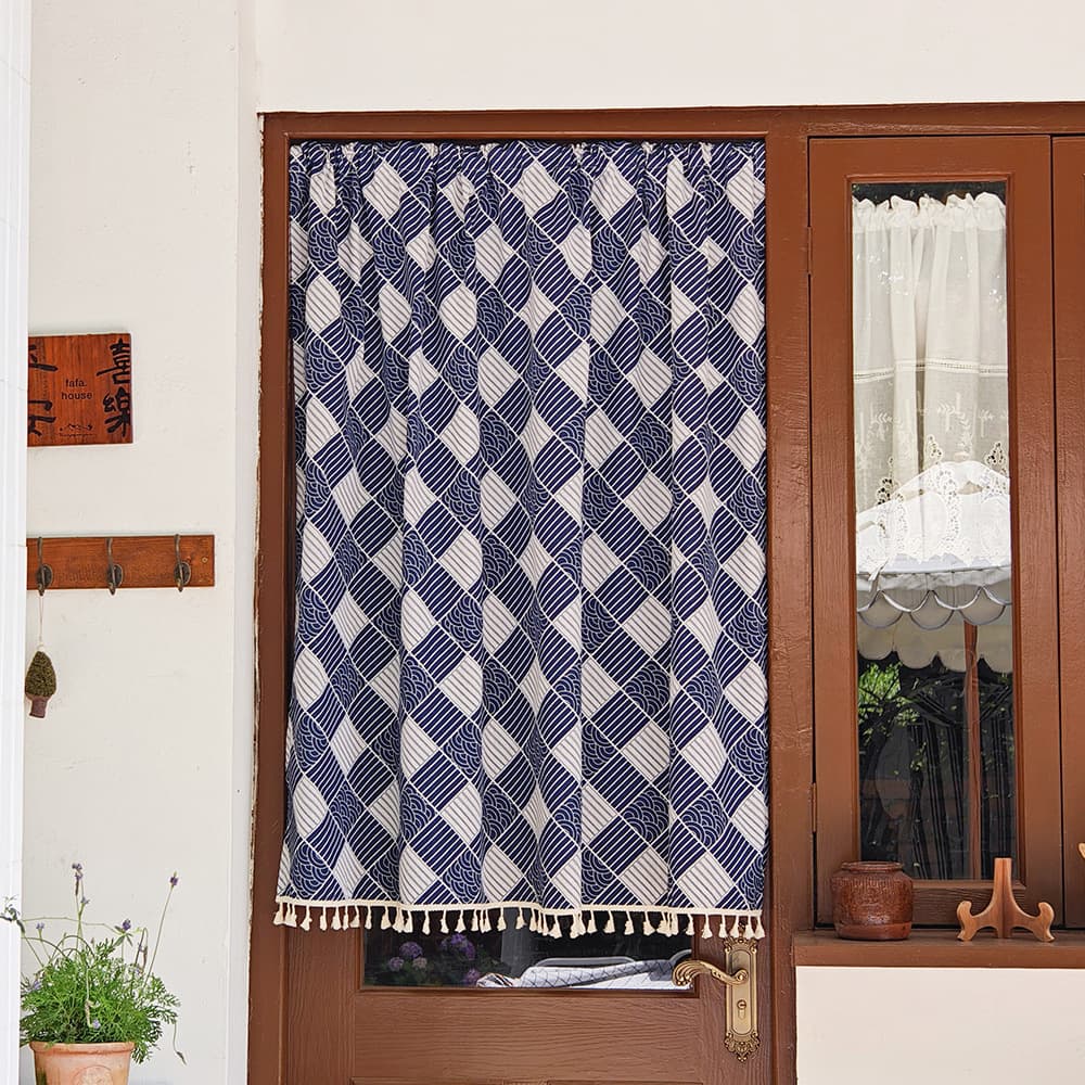 No-drill Japanese-style Half Curtain for Home, Decorative Partition for Guesthouses, Cafes, Bedroom, Kitchen