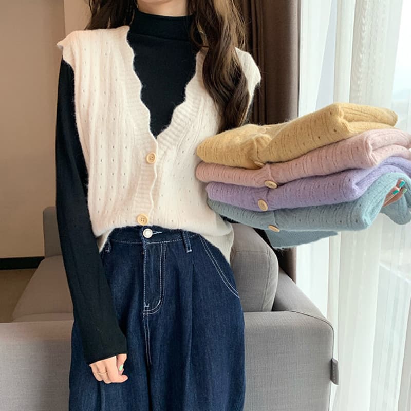 New Autumn Sleeveless Knit Vest Women's Sweater Vest Cardigan Outerwear Short Top