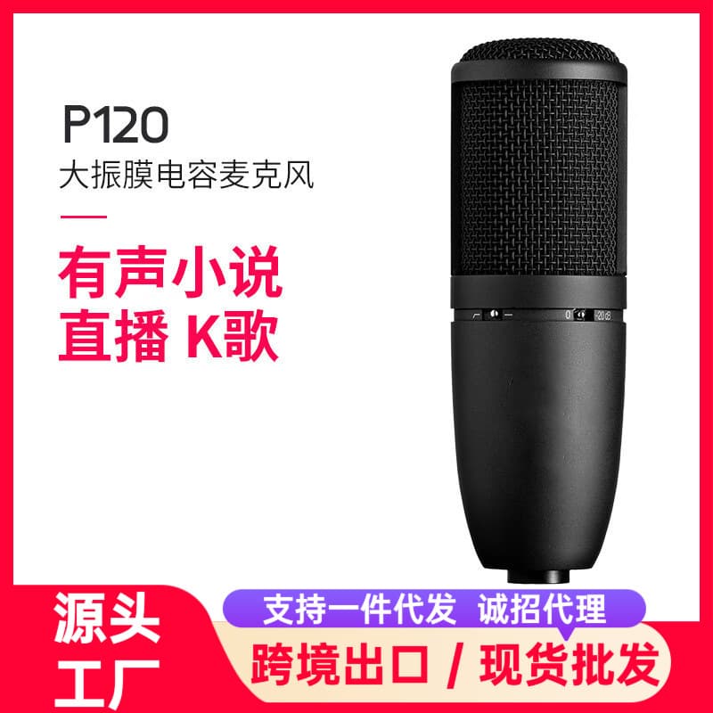 P120 Professional Recording Condenser Microphone Mobile Phone Live Broadcast Microphone Anchor Sound Card Set