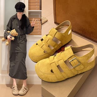 Platform Birkenstock Closed Toe Sandals 2026 Spring Summer New Versatile Women's Hollow Breathable Thick Sole Shoes
