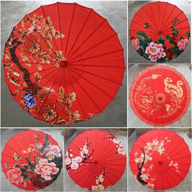 New style red oil paper umbrella, dance umbrella, bridal umbrella, performance umbrella, decorative ceiling decoration, printed silk umbrella