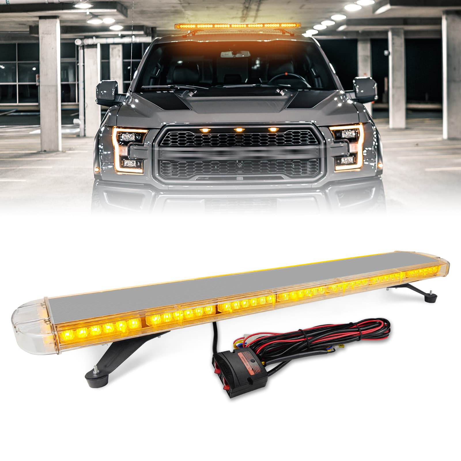 Car Roof Warning Light 96LED Long Strip Strobe Light Vehicle Long Bar Emergency Flashing Light