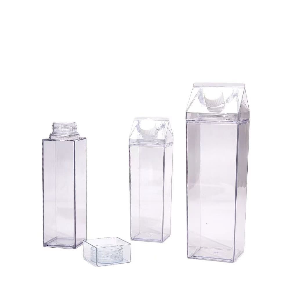 Internet celebrity popular square milk cup 500ML1000ML creative milk tea cup large capacity plastic transparent cup juice